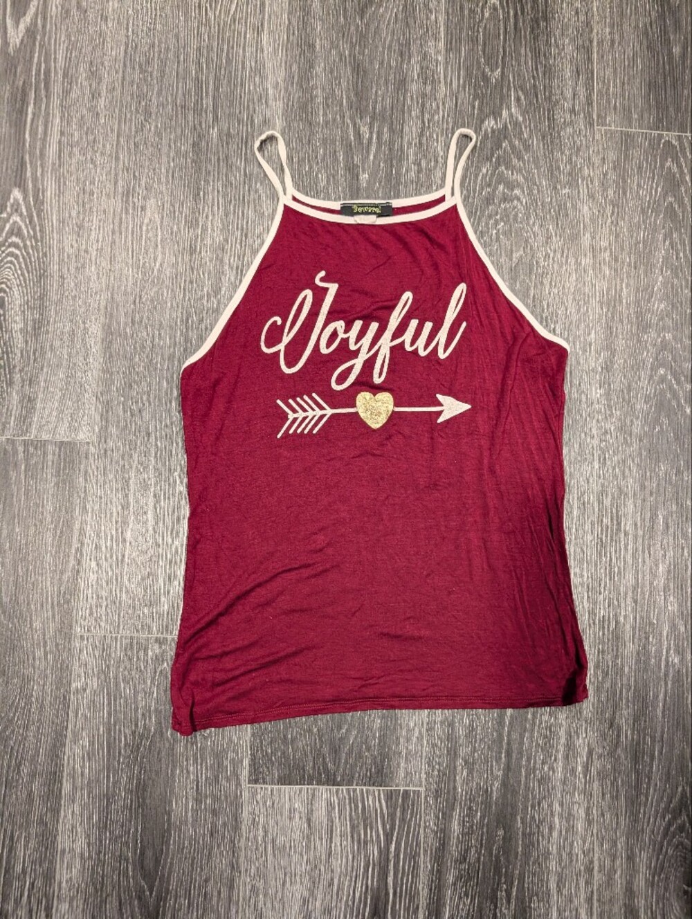 Joyful Graphic Tank Top - Burgundy with Gold Accent